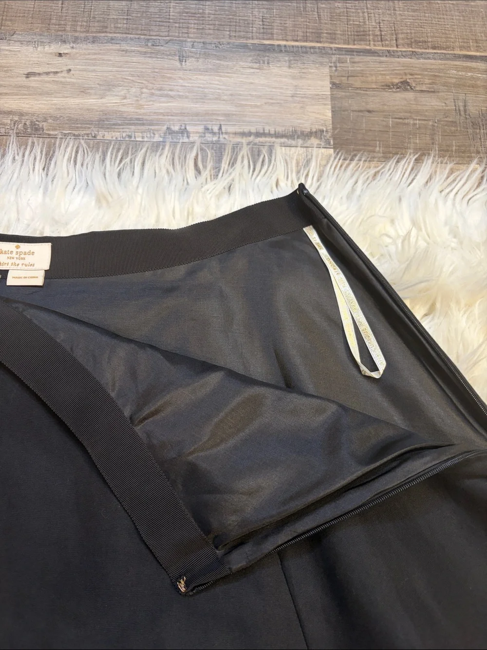 NEW Kate Spade Lula mini skirt cotton silk full A-line pockets black 14